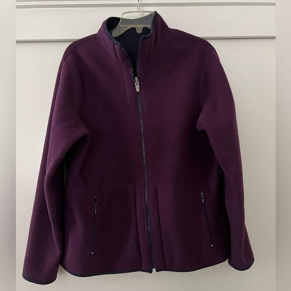 Very Nice Reversible Purple Blue Fleece Zipper Jacket Size M